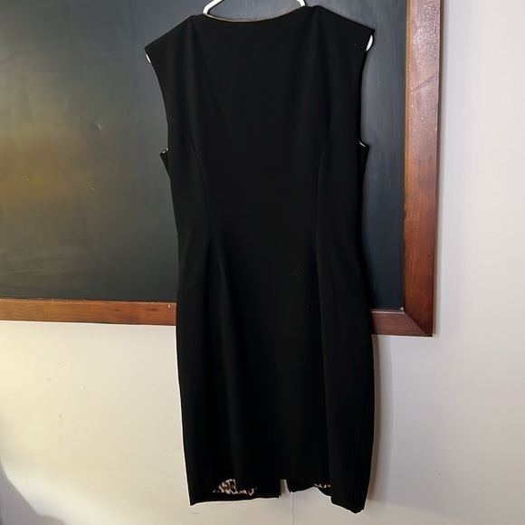 WD NY Women Size 8 Black Dress Leopard Print Lining Zippered Pockets - Picture 5 of 7